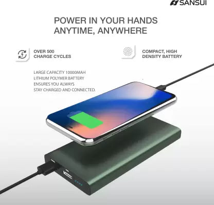 Sansui 10000 mAh Power Bank (12 W, Fast Charging) (Green, Lithium Polymer) Sansui 10000 mAh Power Bank (12 W, Fast Charging) (Green, Lithium Polymer)